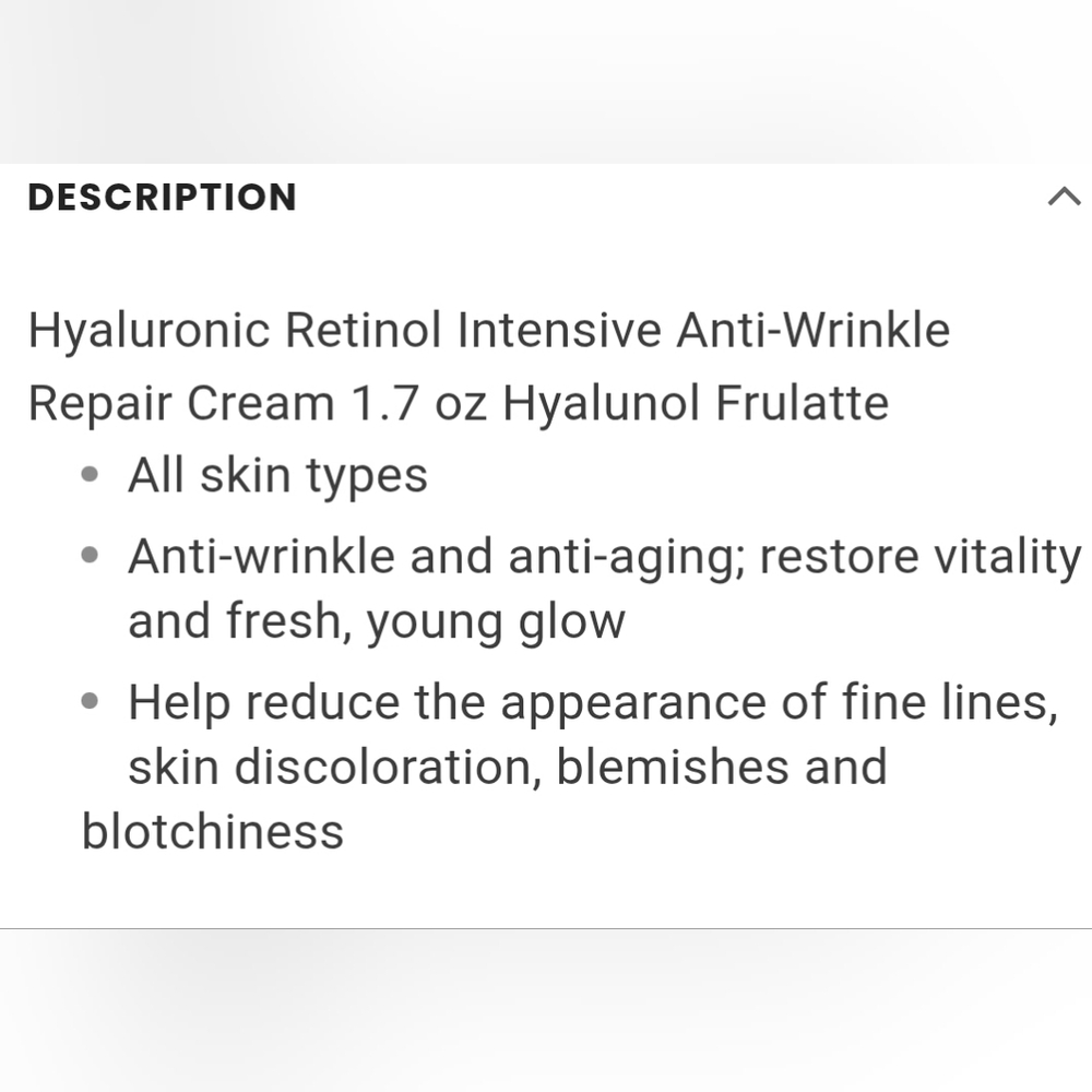 Frulatte Hyalunol Anti Wrinkle Cream with Retinol NEW 1.7 OZ - Picture 3 of 4
